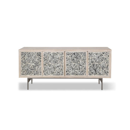 Palm Desert Modern Vintage White Sideboard with Bone Inlay