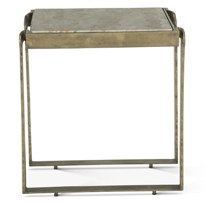 Rhodes 20" Side Table with Marble and Antique Brass
