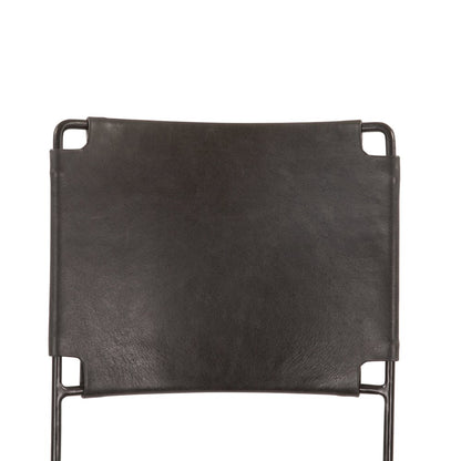 Melbourne Buffalo Leather and Iron Counter Chair in Black