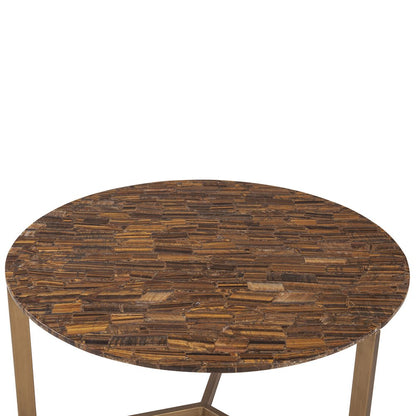Mumbai 36" Coffee Table in Tiger Eye with Iron Base