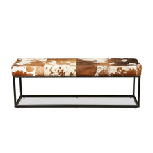 Melbourne 54in Iron and Brown Cowhide Leather Bench