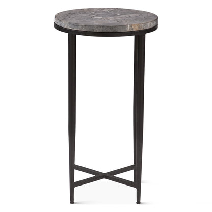 Mumbai 17" Side Table in Grey Septarian with Iron Base