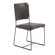 Melbourne Dining Chair in Black Buffalo Leather and Iron