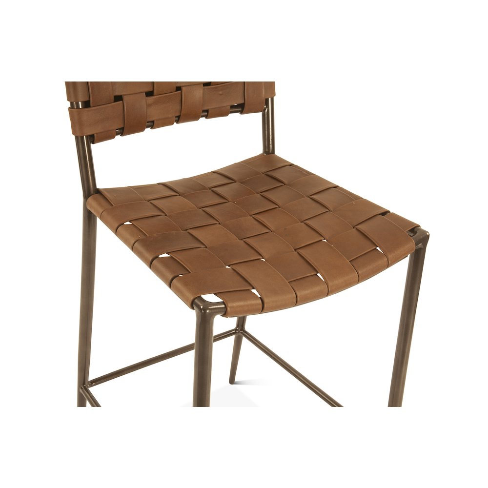 Lund 17" Counter Chair in Tobacco Buffalo Leather with Iron