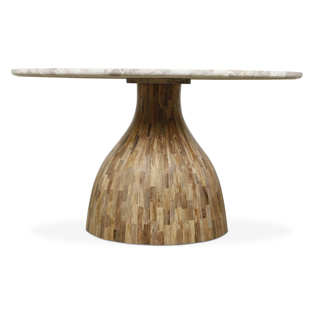 Fargo 54" Dining Table in Capri Beige Marble with Mango Wood Base