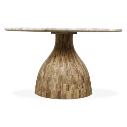 Fargo 54" Dining Table in Capri Beige Marble with Mango Wood Base
