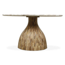 Fargo 54" Dining Table in Capri Beige Marble with Mango Wood Base