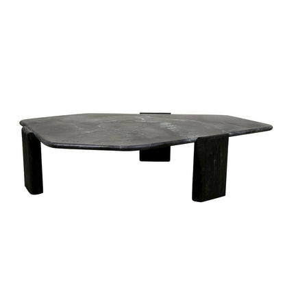 Harbor 64" Hexagonal Coffee Table with Lava Marble in Dark Walnut