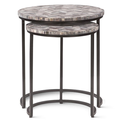 Mumbai 20" Nesting Tables in Chevron Pattern, Set 2