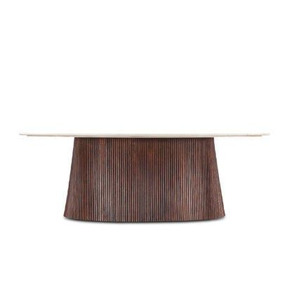 Positano 90in Mango Wood and White Marble Dining Table