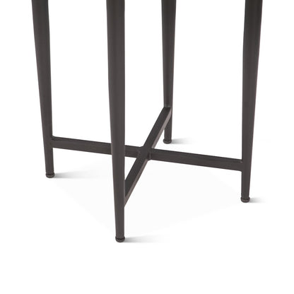 Mumbai 17" Side Table in Grey Septarian with Iron Base