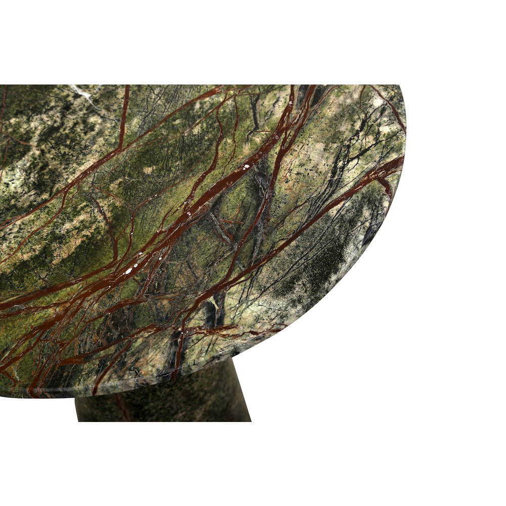 Harbor 18" Tall Side Table in Green Bidasar Marble