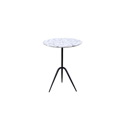 Glacier 18" Accent Table with Alaska White Marble