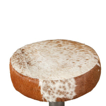 Melbourne 16in Brown Cowhide Leather and Iron Bar Stool