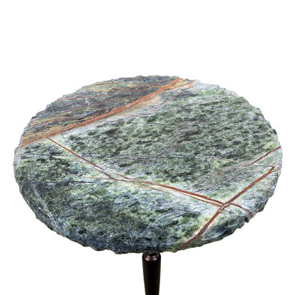 Harbor 15" Accent Table with Green Bidasar Marble and Iron