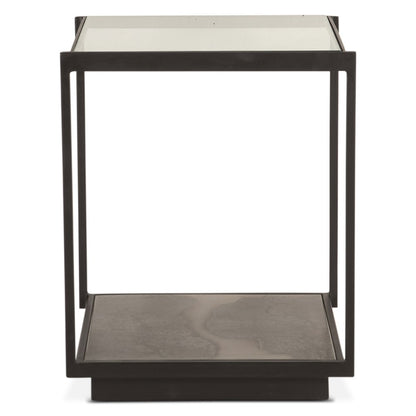 St. George 18" Side Table with Glass Top in Oxidized Black