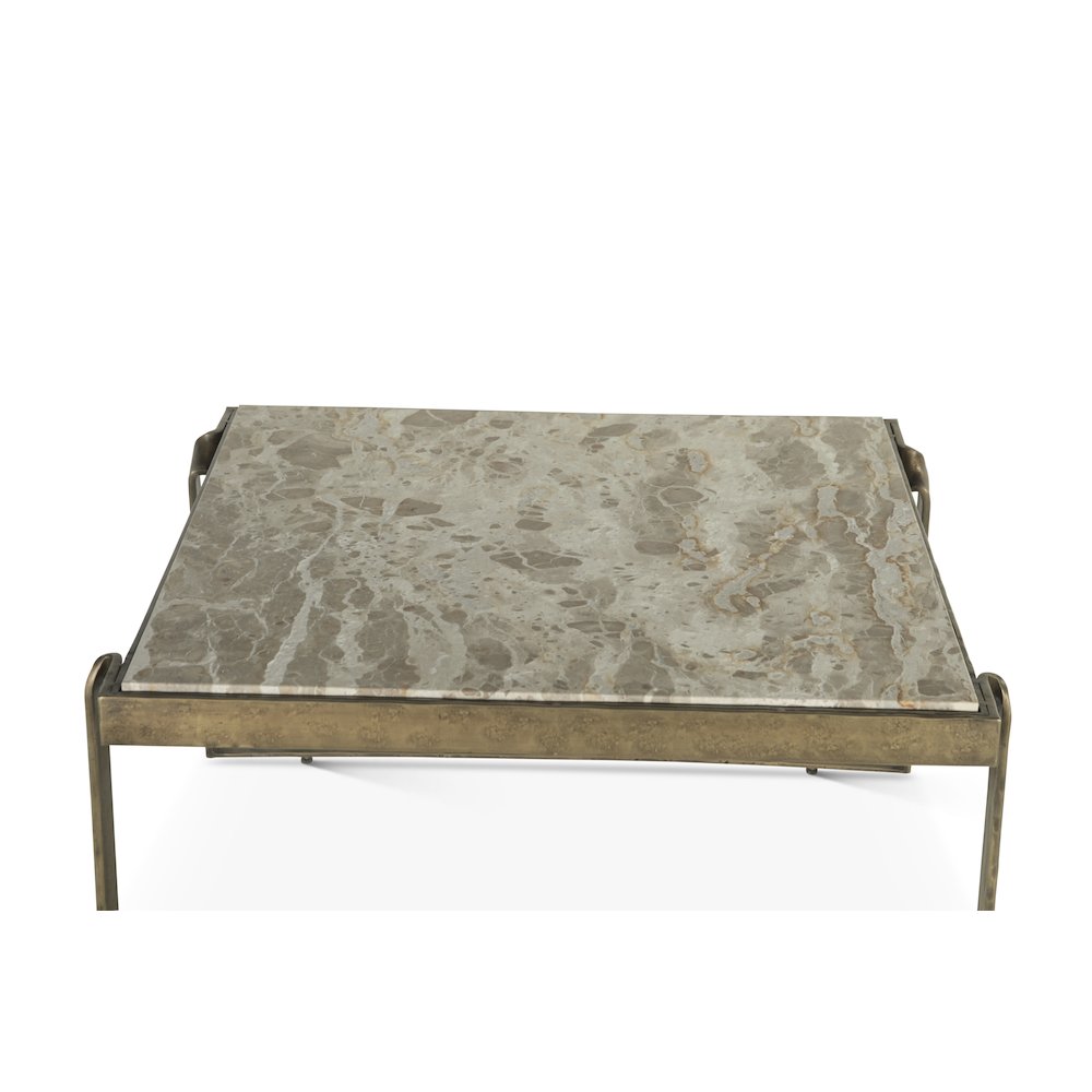 Rhodes 32" Coffee Table with Marble and Antique Brass