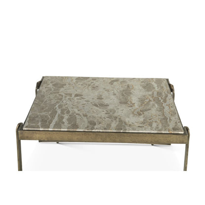 Rhodes 32" Coffee Table with Marble and Antique Brass