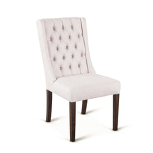 Chloe Dining Chair In Off White Linen With Weathered Teak Legs