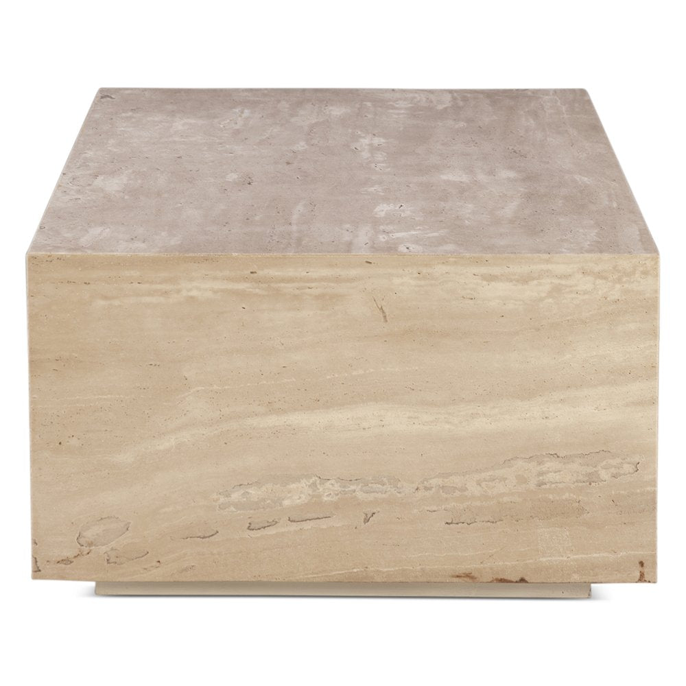 Giza 50" Drum Coffee Table in Travertine Stone