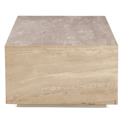 Giza 50" Drum Coffee Table in Travertine Stone