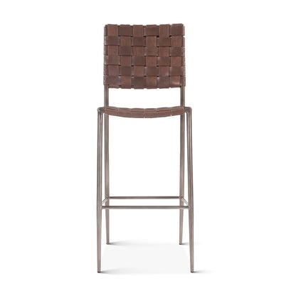 Lund 17in Buffalo Leather and Iron Bar Chair Brown