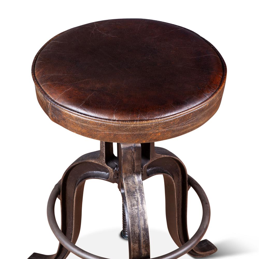 Sterling Height Adjustable Barstool in Brown Leather