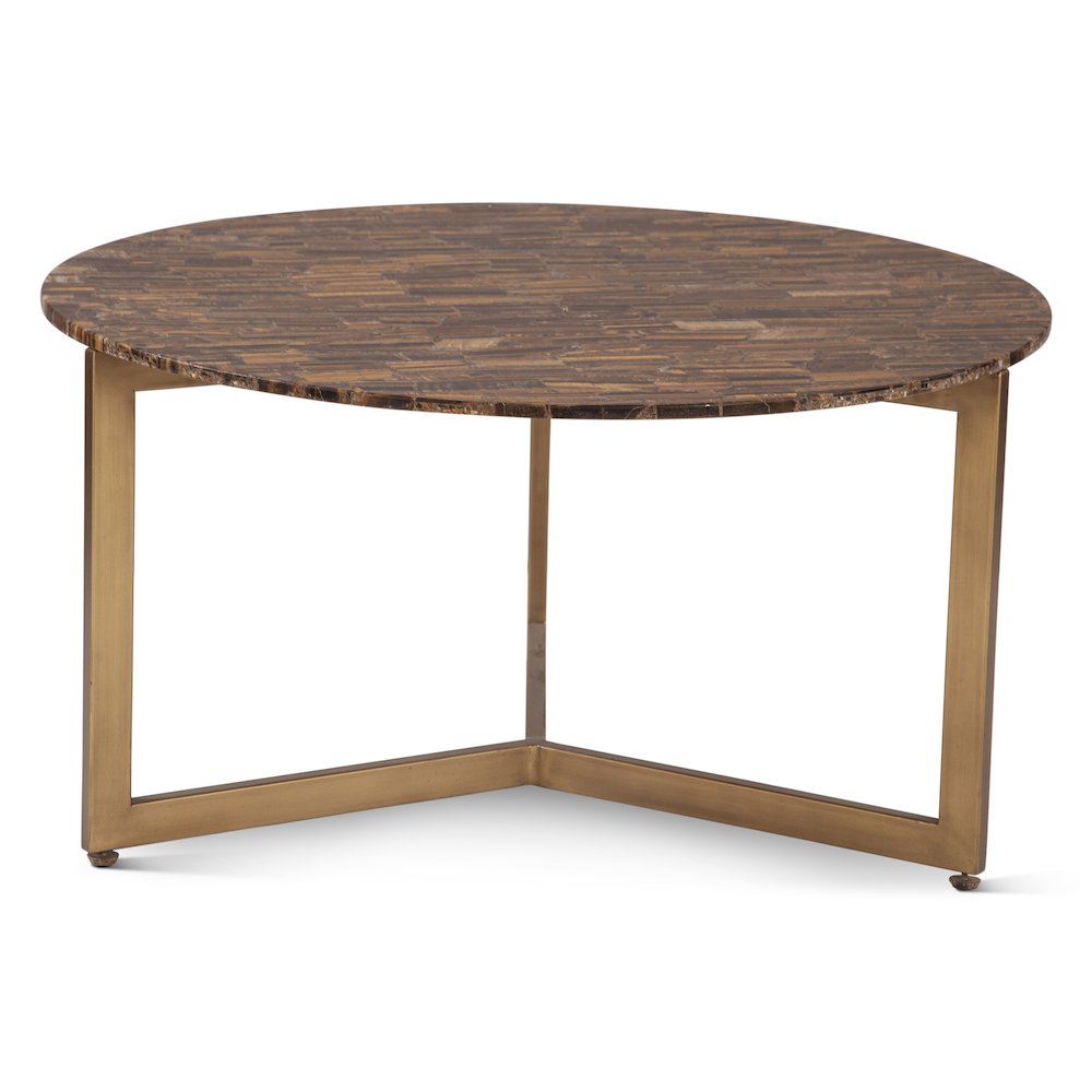 Mumbai 36" Coffee Table in Tiger Eye with Iron Base