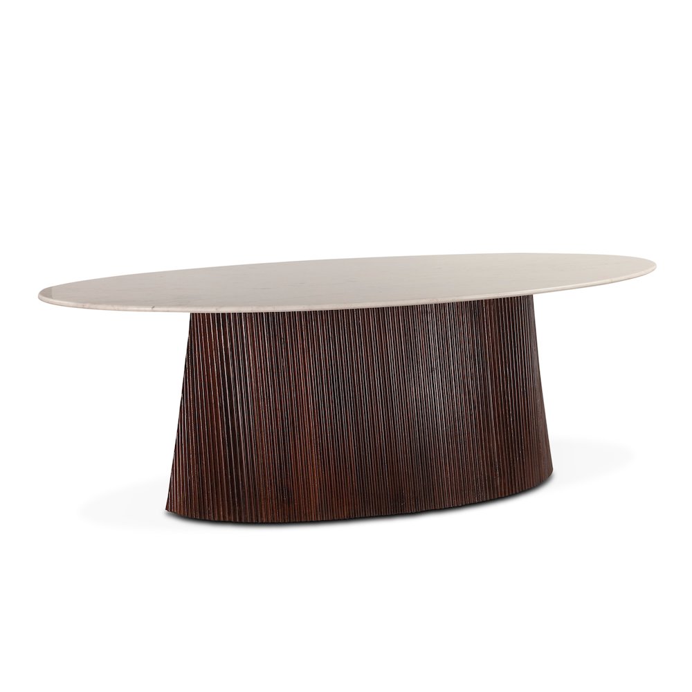 Positano 90in Mango Wood and White Marble Dining Table