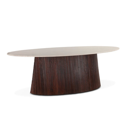 Positano 90in Mango Wood and White Marble Dining Table