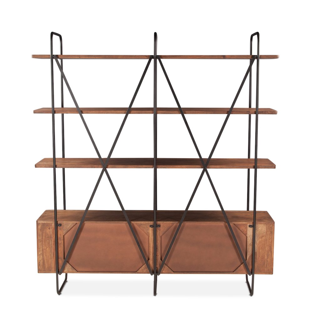 Halden Wide Bookshelf in Pecan Brown