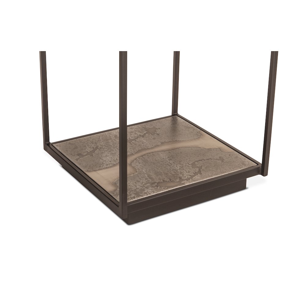 St. George 18" Side Table with Glass Top in Oxidized Black