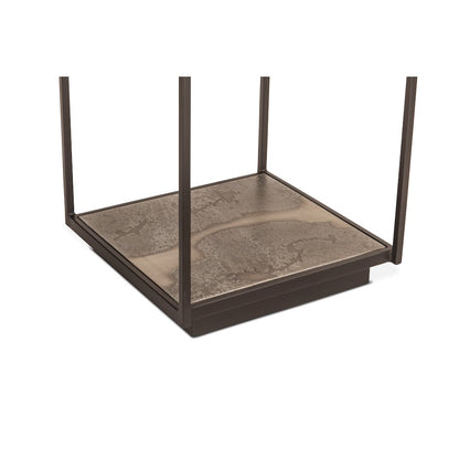 St. George 18" Side Table with Glass Top in Oxidized Black