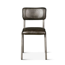 William Dining Chair in Ebony Leather and Iron