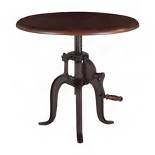 Acacia Wood Crank Height-Adjustable Side Table, Small End Table, Brown