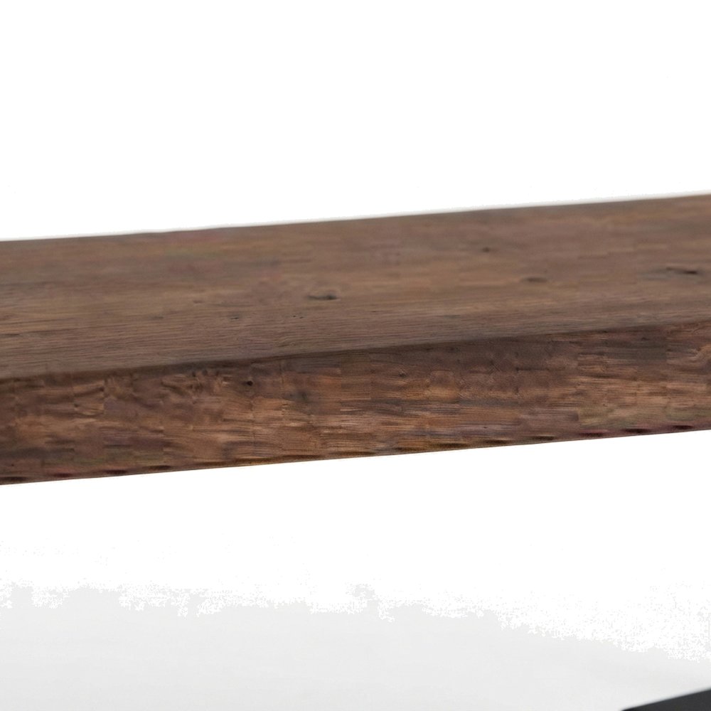Cast Iron and Acacia Wood Indoor Dining Bench, Farmhouse Style, Brown