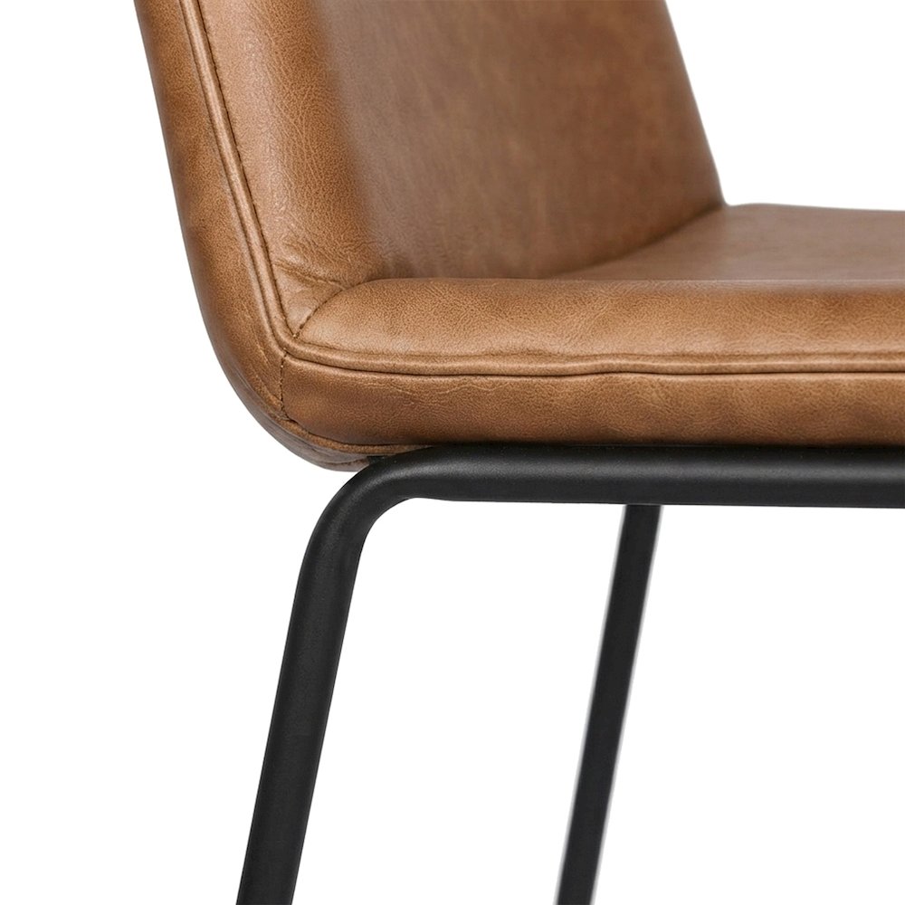 Leather-Upholstered Counter Stool with Hand-Washed Iron Frame, Washed Taupe