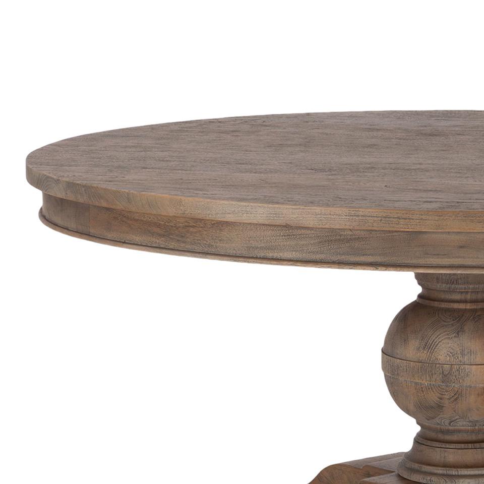72-Inch Round Dining Table in Weathered Teak Finish, Belen Kox