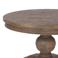 Solid Mango Wood Round Kitchen Dining Table, Weathered Teak Finish, Light Brown