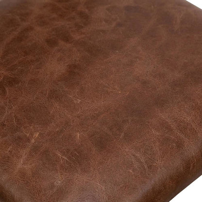 Top-Grain Leather Dining Chair with Reclaimed Iron Legs for Kitchen Table, Brown