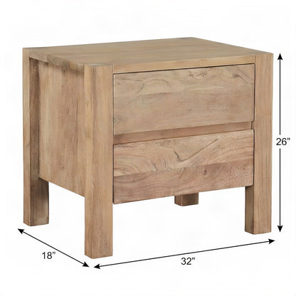 Acacia Wood Nightstand, Rustic Modern Bedside Table and Night Stand, Tan