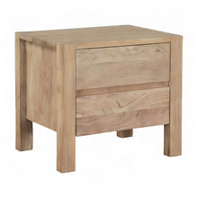 Acacia Wood Nightstand, Rustic Modern Bedside Table and Night Stand, Tan