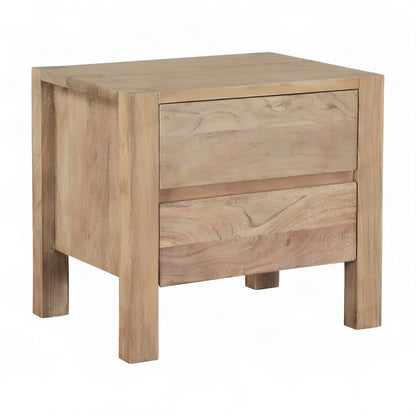 Acacia Wood Nightstand, Rustic Modern Bedside Table and Night Stand, Tan