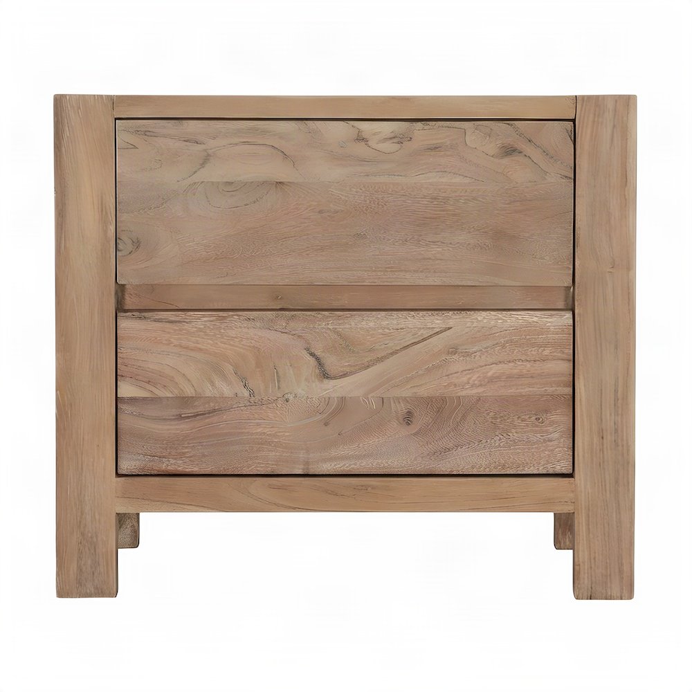 Acacia Wood Nightstand, Rustic Modern Bedside Table and Night Stand, Tan