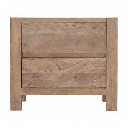 Acacia Wood Nightstand, Rustic Modern Bedside Table and Night Stand, Tan