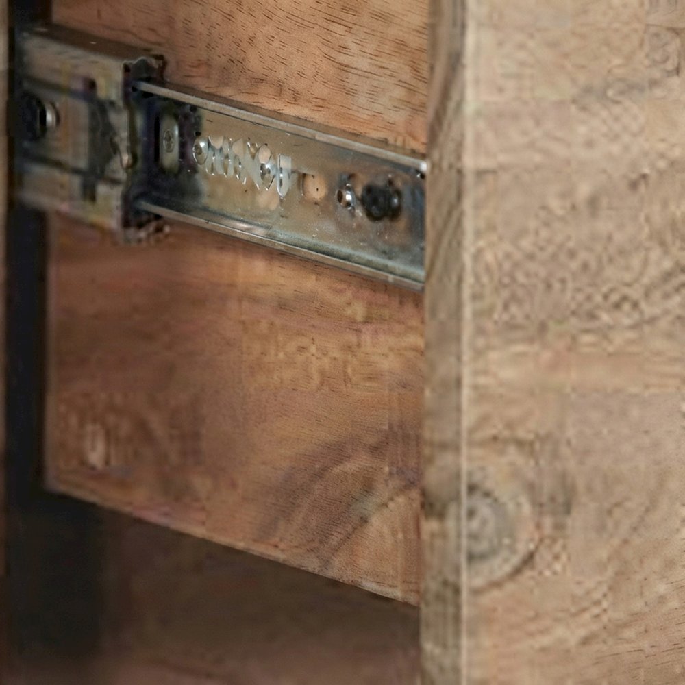 Acacia Wood Nightstand, Rustic Modern Bedside Table and Night Stand, Tan
