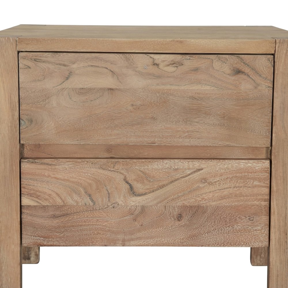 Acacia Wood Nightstand, Rustic Modern Bedside Table and Night Stand, Tan