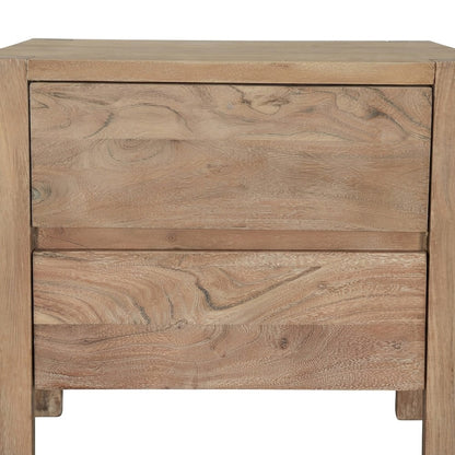 Acacia Wood Nightstand, Rustic Modern Bedside Table and Night Stand, Tan