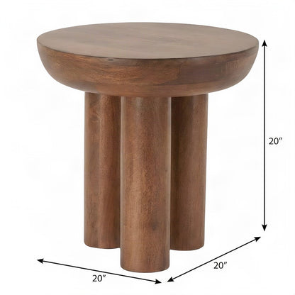 Acacia Wood Side Table and End Table with Japandi-Style Finish, Brown