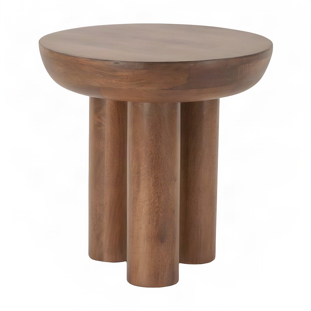 Acacia Wood Side Table and End Table with Japandi-Style Finish, Brown